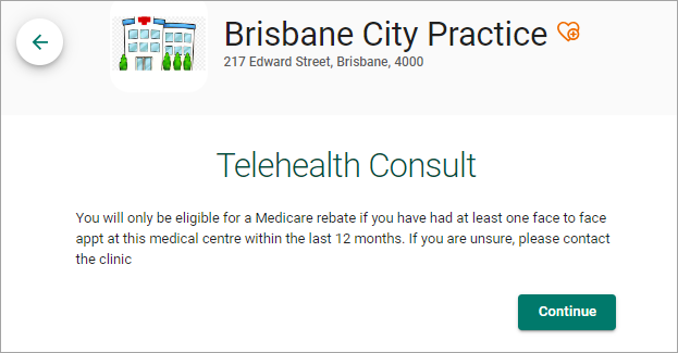 Additional Appointment Information modal displaying to patient