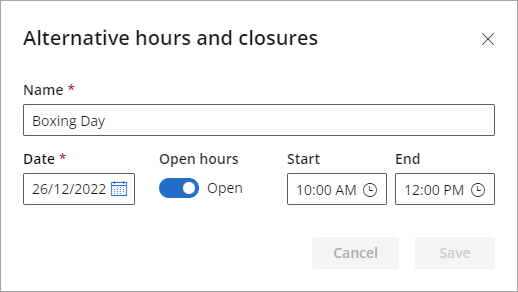 Add extra days on which your practice is closed or partly closed