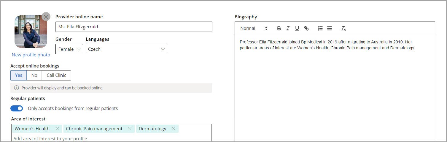 Adjust the display name if you want and select the appointment types that can be booked online for the provider. 