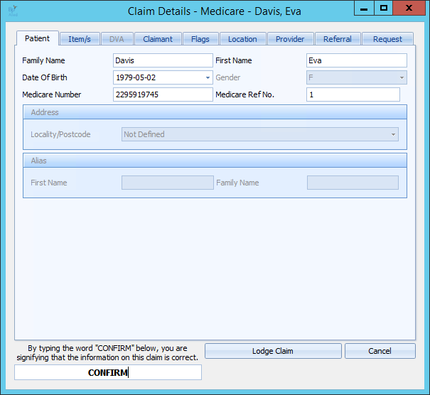 Check the claim details, type CONFIRM in capitals and click Lodge Claim