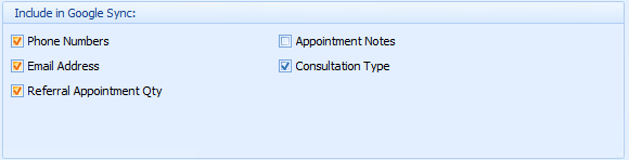 Google Calender Items to Include