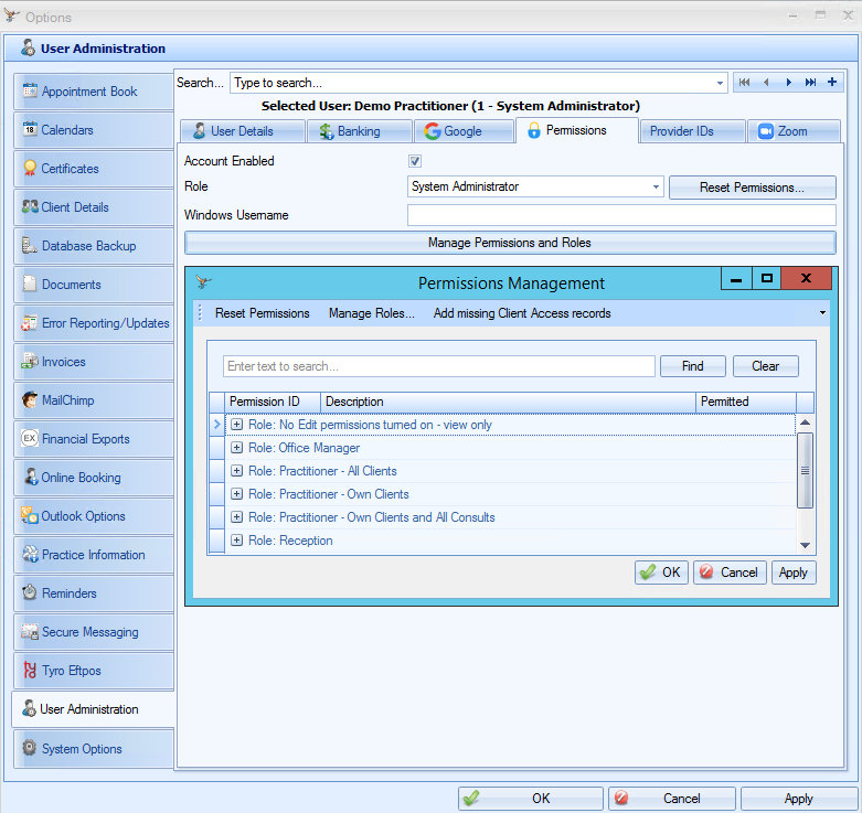 Manage Permissions and Roles