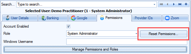 Reset Permissions