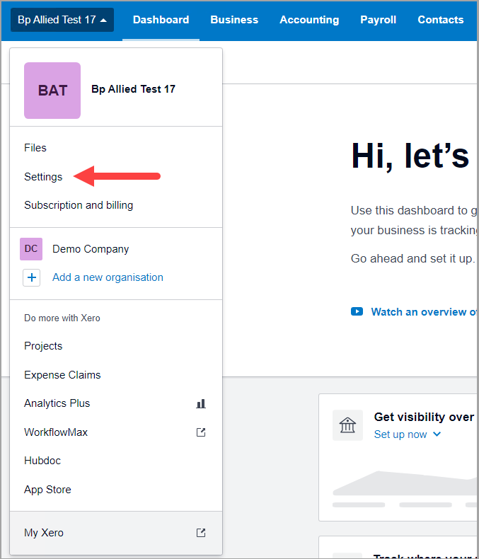 Xero Settings