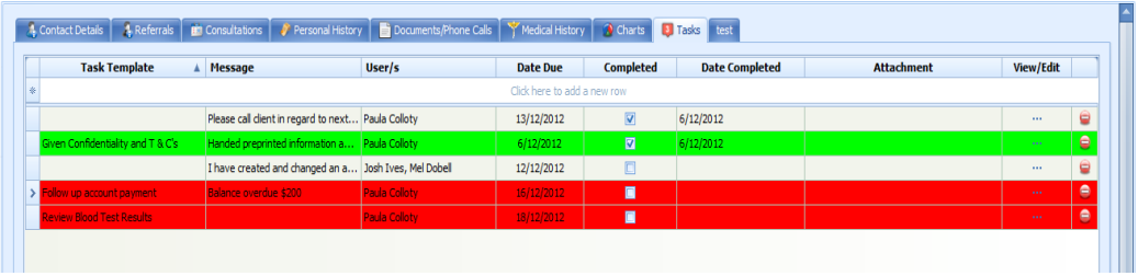View and add Client Related Tasks