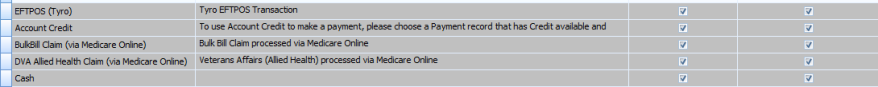 1. System Payment Types