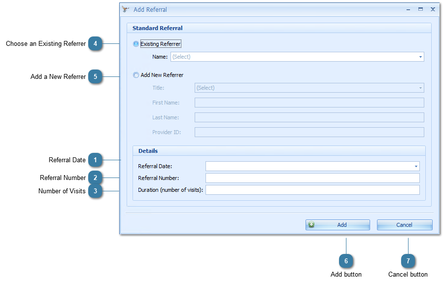 Add Referral window