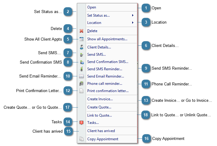 Appointment Right Click Menu