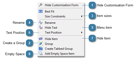 Customisation Menu