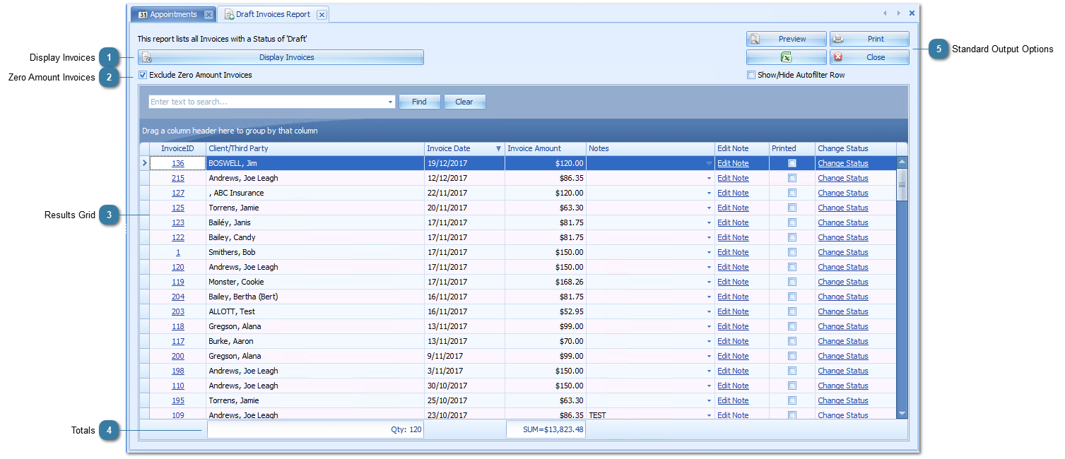 Using the Draft Invoices Report