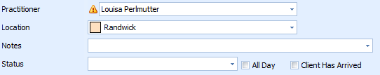 6. Practitioner, Location, Notes & Status