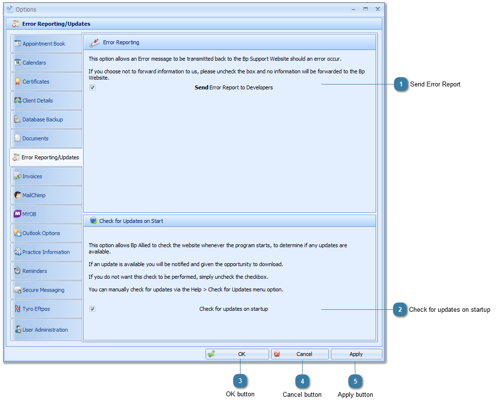 Error Reporting and Updates