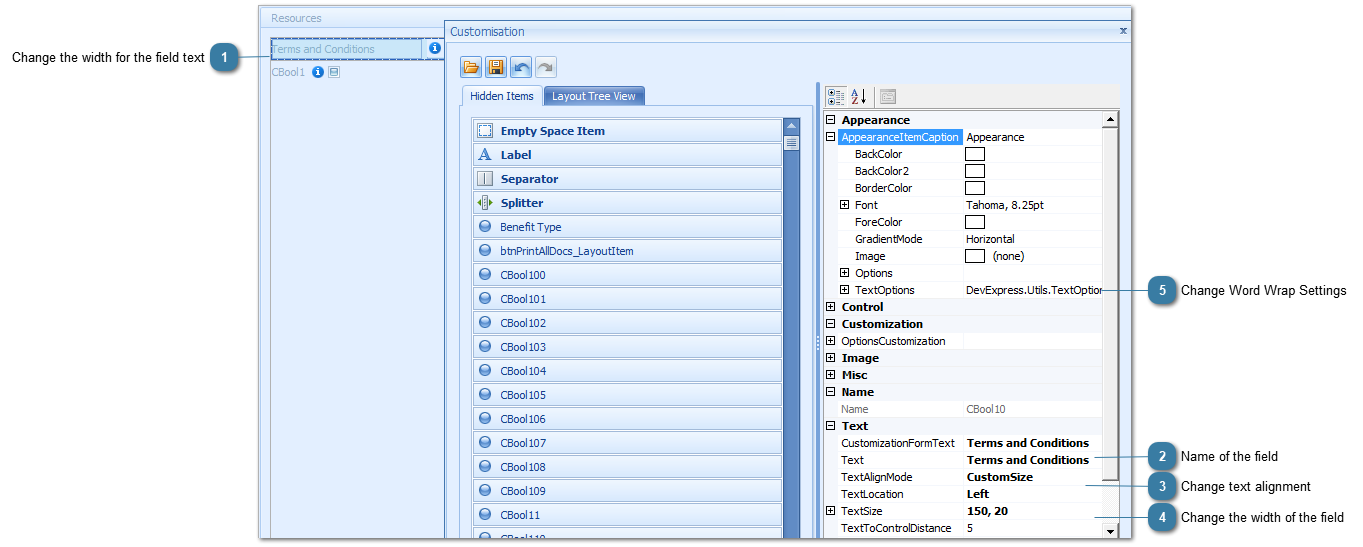 Change the width for Field Name and wrap the text