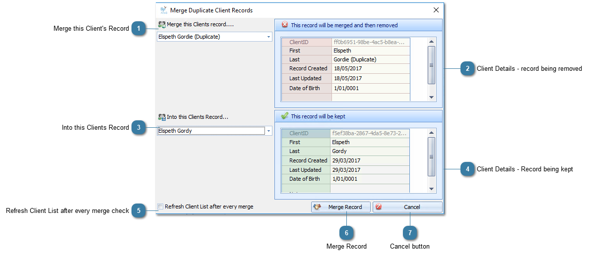 Merge Duplicate Client Records