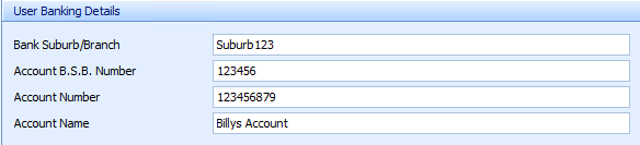 5. User Bank Details