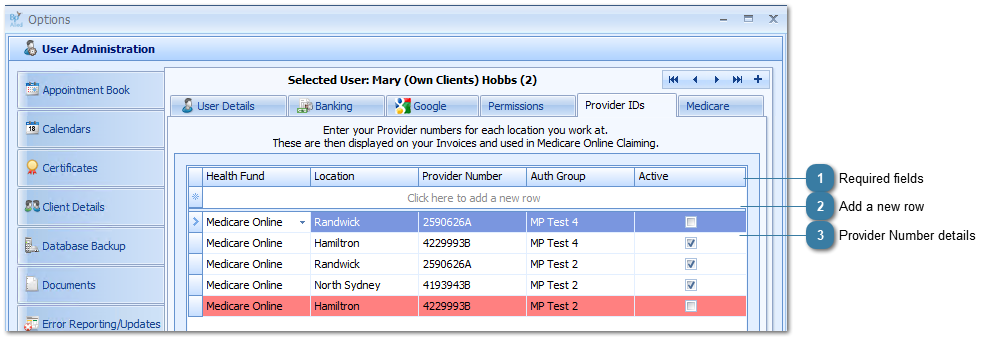 Provider Numbers