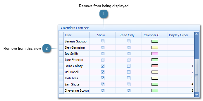 Removing a Calendar being shown