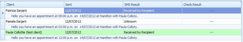 7. SMS Delivery details