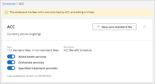 ACC Fees Schedule