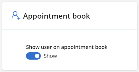 In the appointment book section of the user profile, set the users profile to show the user in the appointment book.