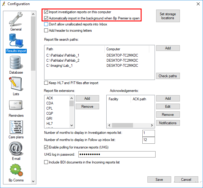 Switch on results import