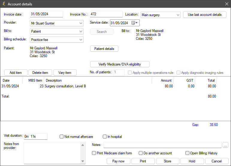 Account details