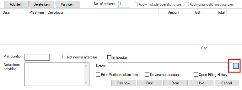 Click the ellipsis add a prefilled invoice note