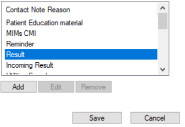 Contact Note Reasons