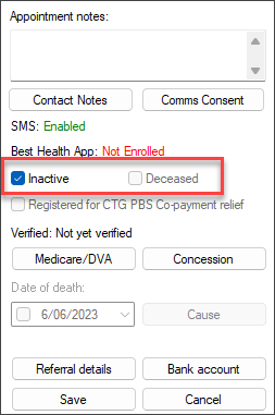 Tick inactive patient
