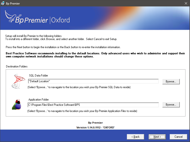 Orchid ISO Install SQL Data Folders