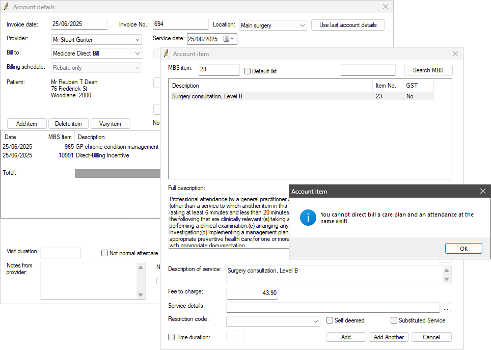 Co-claiming restrictions for GPCCMP items and attendance items.