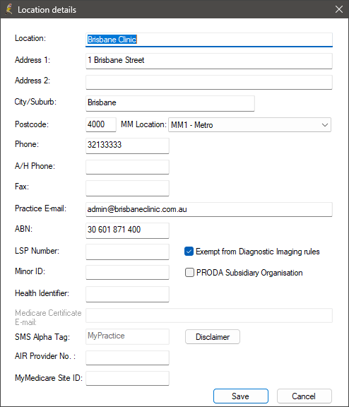 The image shows the Location Details screen in versions Orchid SP1 Revision and above.