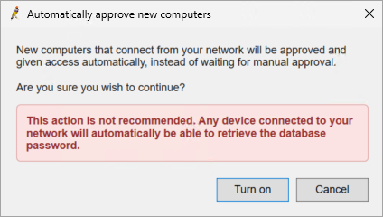 Automatically approve new computers screen