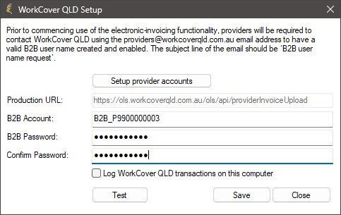 WorkCover QLD Setup screen 1