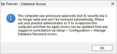 Database Access Prompt Security Key No Longer Valid