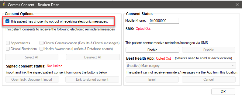Opt out of Bp Comms Communication