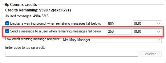 Bp Comms Warning Prompt Configuration
