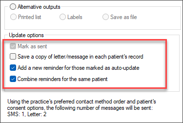 Reminder update options