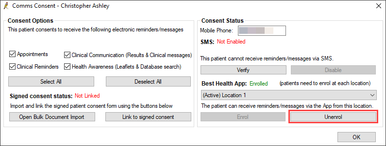 Unenroll a patient