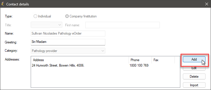Adding preferred address details for a laboratory configured for Enhanced eOrdering