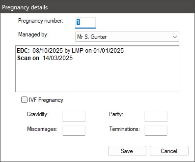 Pregnancy details