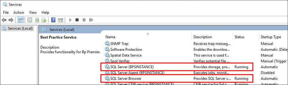 Bp SQL Services must still be running