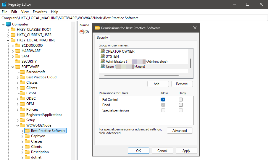 Registry Editor Full Control