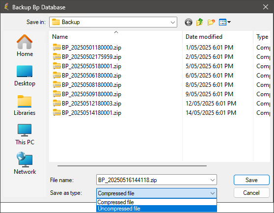 Save backup as compressed