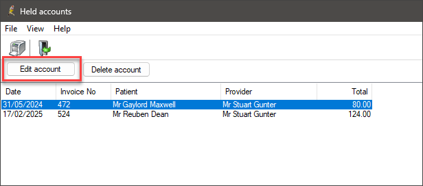 Held accounts