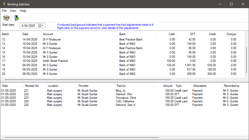 Banking Batches