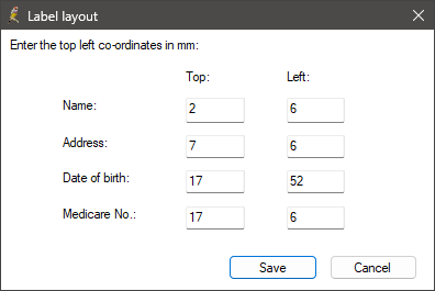 Patient Label Layout