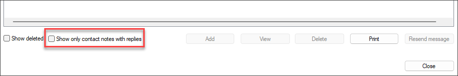 Show only contact notes with replies