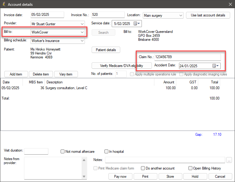 Bill to WorkCover