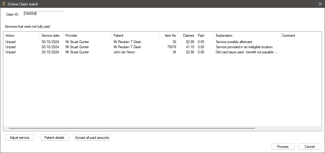 Online Claim Batch